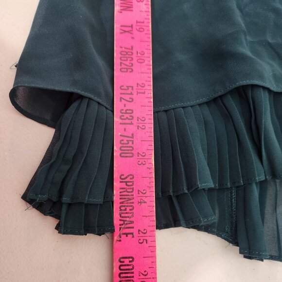 White House Black Market Tank Top XS Petite Teal Pleated Whimsigoth Coquette - Picture 11 of 14